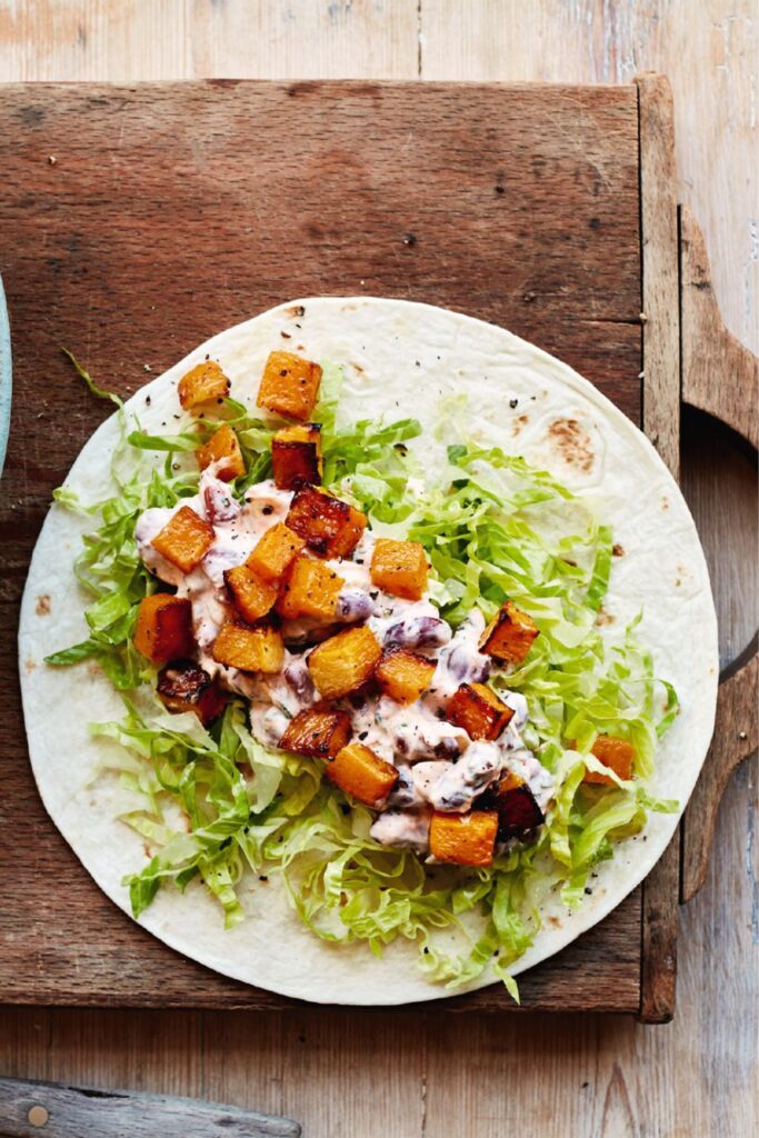 Mary Berry Bean and Butternut Wraps