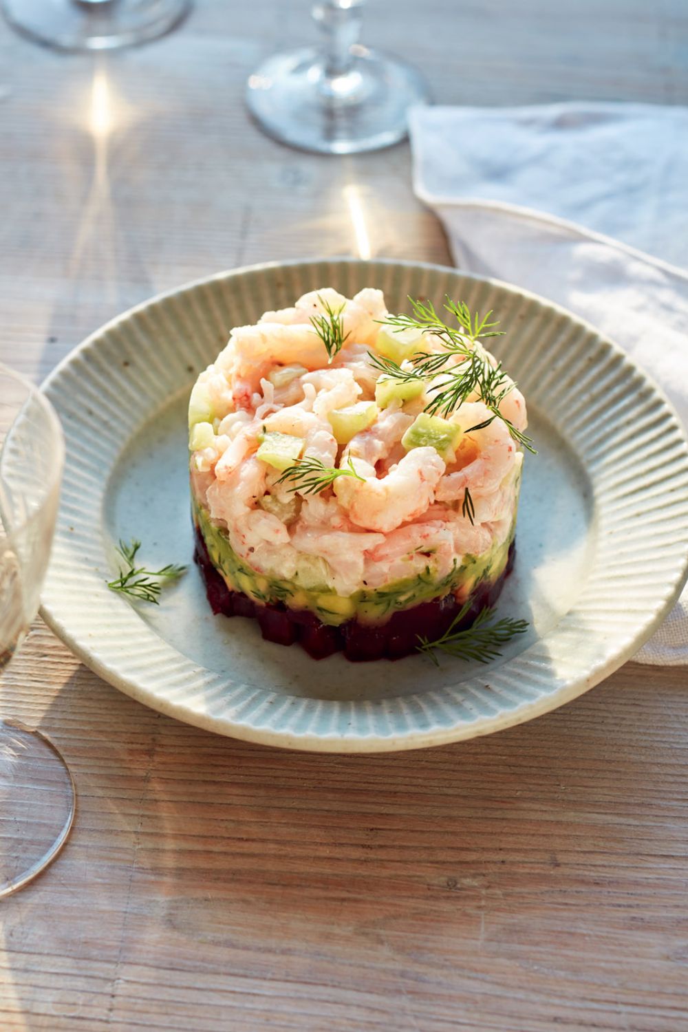 Mary Berry Avocado, Beetroot and Prawn Stack