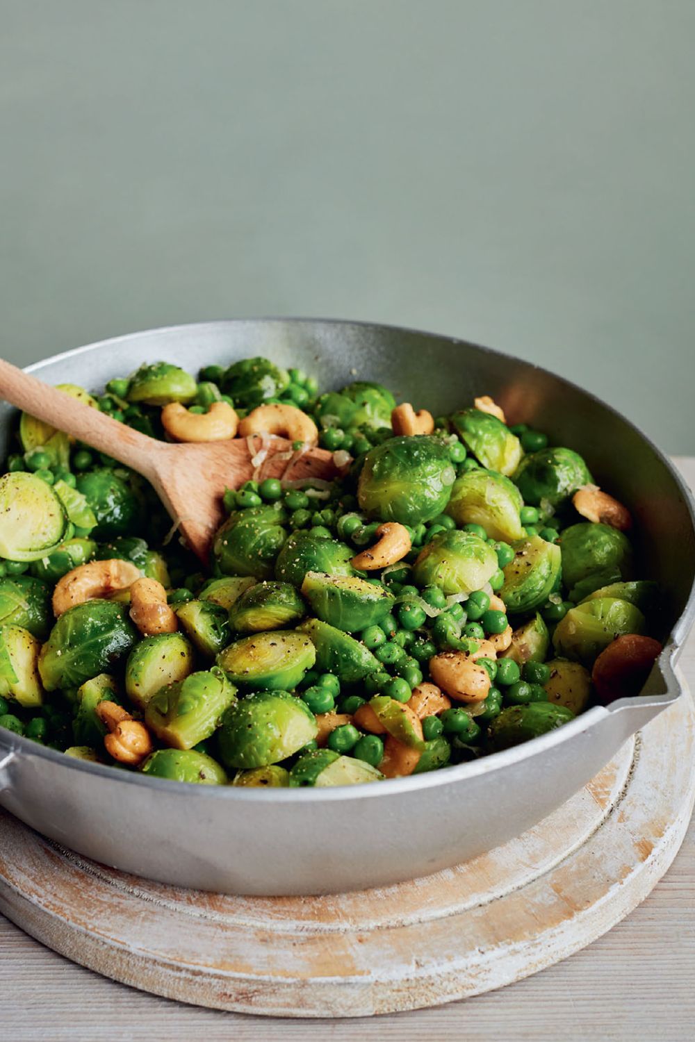 Mary Berry Brussel Sprouts With Peas and Cashews