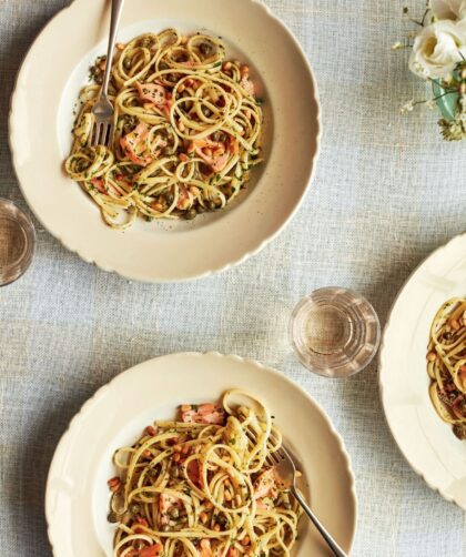 Mary Berry Lemon and Caper Salmon Linguine