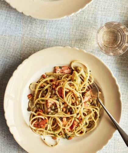 Mary Berry Lemon and Caper Salmon Linguine