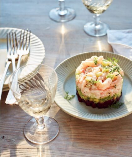 Mary Berry Avocado, Beetroot and Prawn Stack