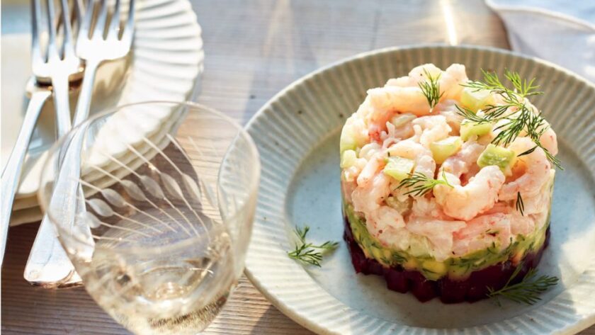 Mary Berry Avocado, Beetroot and Prawn Stack