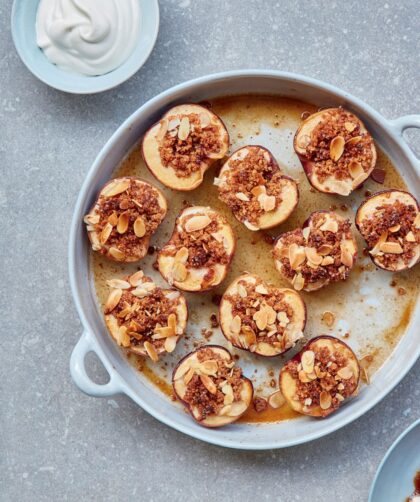 Mary Berry Baked Peaches with Marsala and Almonds