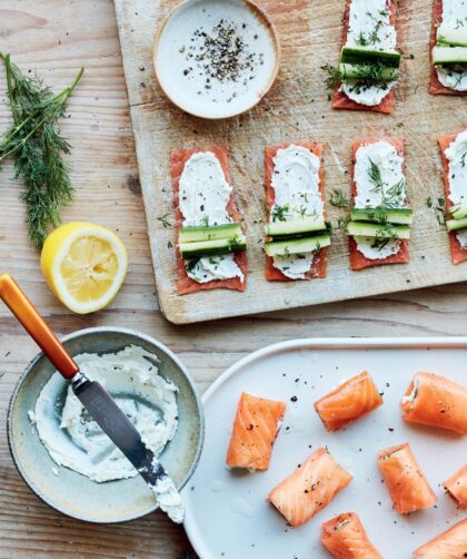 Mary Berry Salmon Goat’s Cheese and Cucumber Canapé