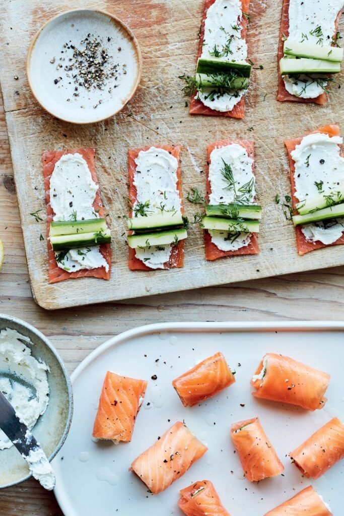 Mary Berry Salmon Goat’s Cheese and Cucumber Canapé