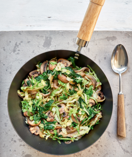 Mary Berry Spinach, Cabbage and Mushroom Stir-fry