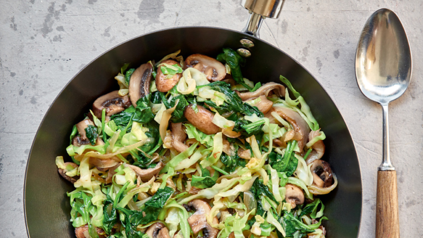 Mary Berry Spinach, Cabbage and Mushroom Stir-fry