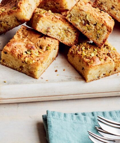 Mary Berry White Chocolate and Pistachio Blondies