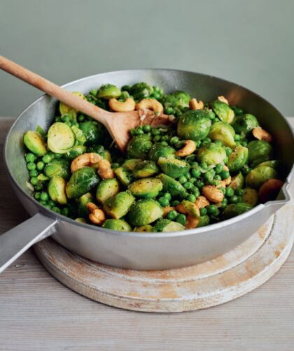 Mary Berry Brussel Sprouts With Peas and Cashews