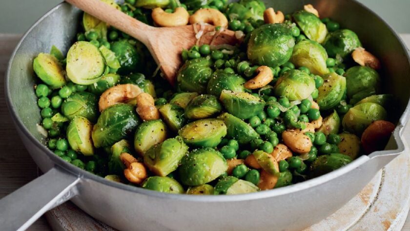 Mary Berry Brussel Sprouts With Peas and Cashews