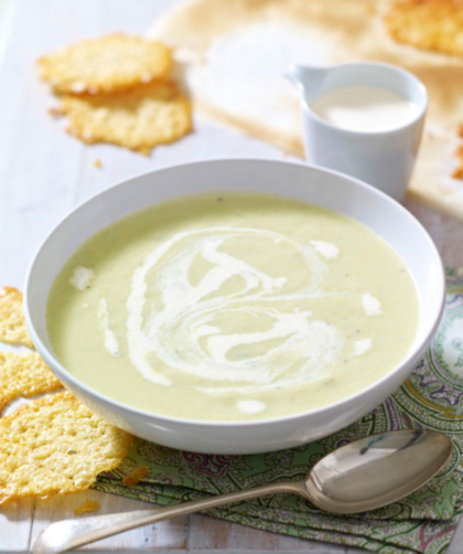 Dolcelatte And Leek Soup With Parmesan Crisps