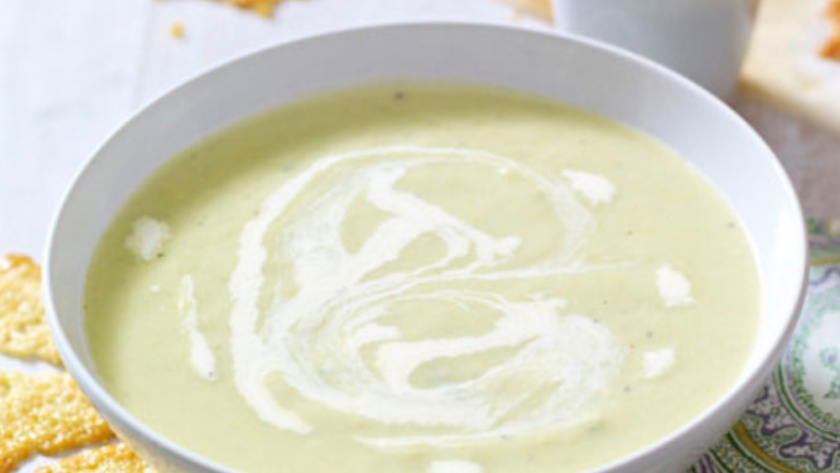 Dolcelatte And Leek Soup With Parmesan Crisps