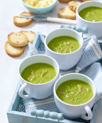 Mary Berry Pea and Ham Soup with Mustard Croûtes