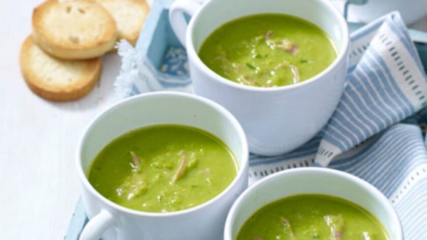 Mary Berry Pea and Ham Soup with Mustard Croûtes