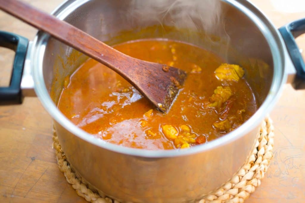 Simmering curry in a pot