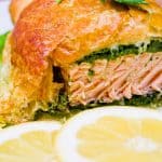 Salmon pastry with lemon slices
