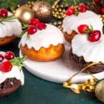 Mini Christmas cakes with decorations