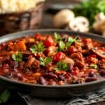 Colorful chili with beans and vegetables