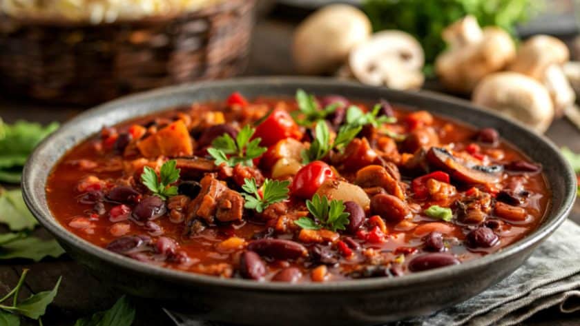 Colorful chili with beans and vegetables