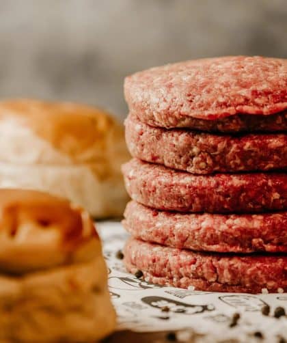 Stack of raw burger patties