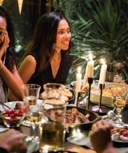 serving housewarming dinner