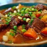Hearty beef stew with vegetables.