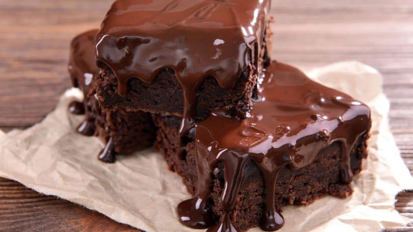 Chocolate brownies with glossy icing