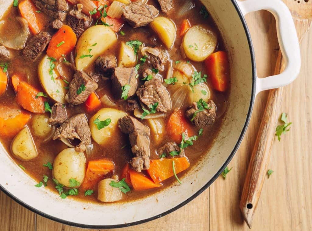 Hearty beef stew with vegetables.