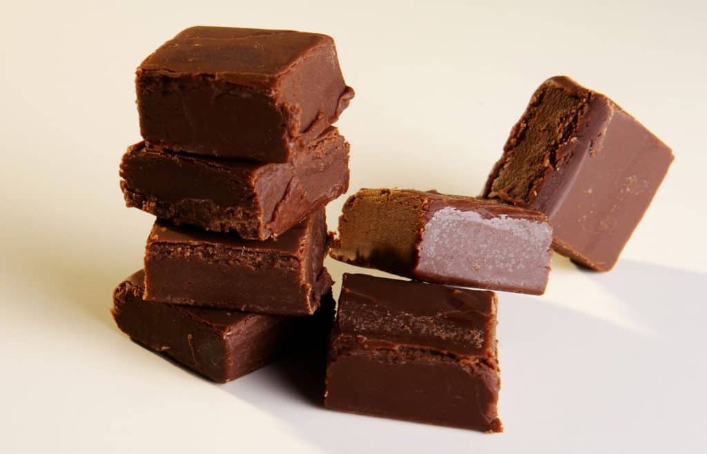 Stack of chocolate fudge pieces