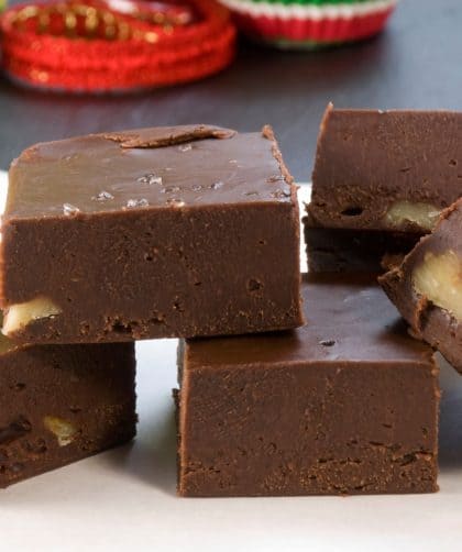 Delicious chocolate fudge with nuts