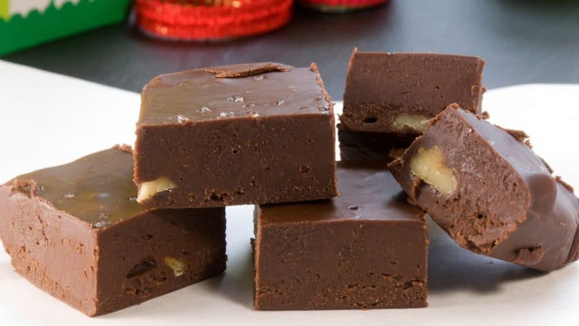 Delicious chocolate fudge with nuts