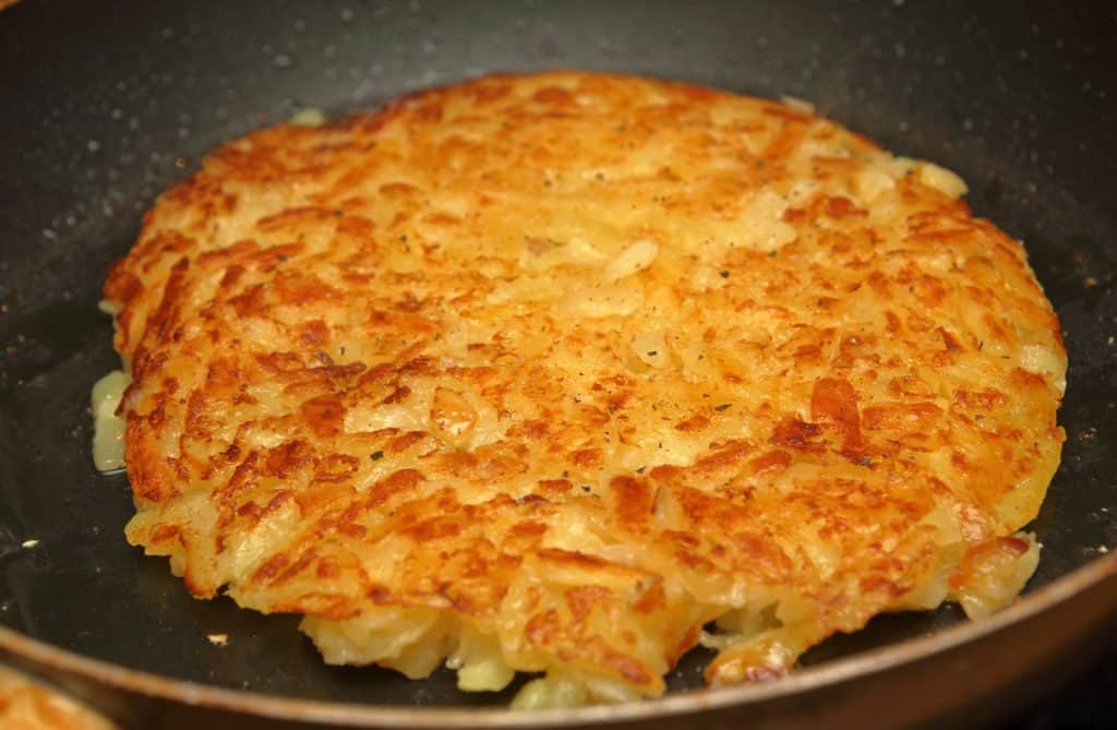 Golden brown crispy potato pancake