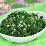 Sautéed spinach with garlic pieces
