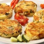 Fried potato cakes with vegetables