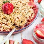Strawberry rhubarb crumble dessert dish