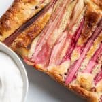 Rhubarb dessert with creamy topping