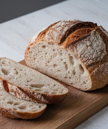 Freshly baked sourdough bread slices