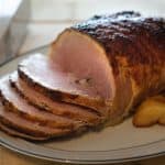 Sliced roast ham on a plate