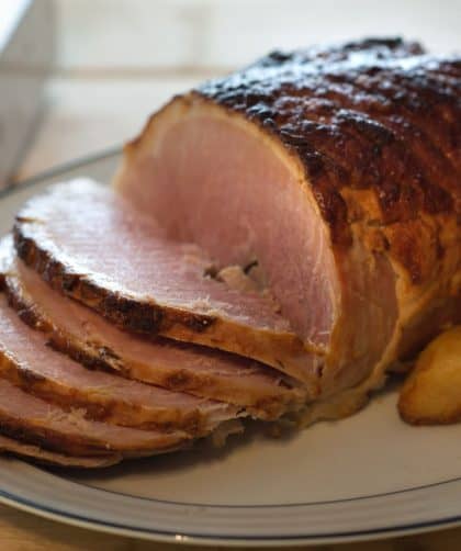 Sliced roast ham on a plate