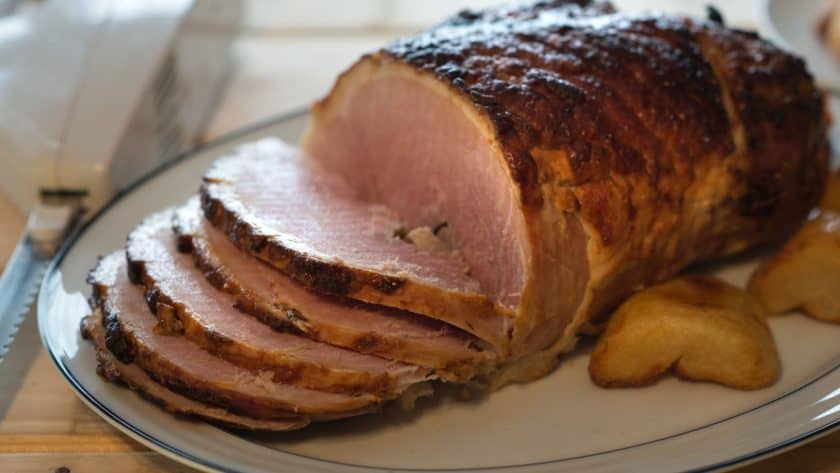 Sliced roast ham on a plate