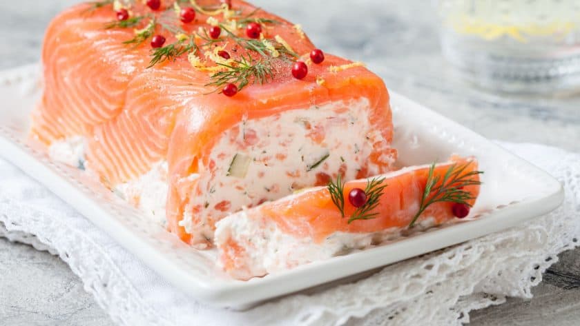 Salmon terrine with herbs and garnish