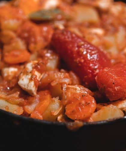 Colorful vegetable and chicken stew