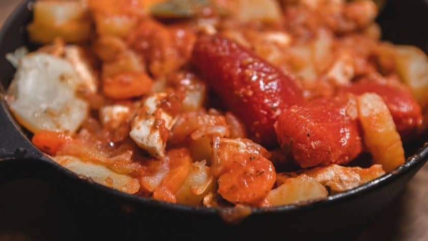 Colorful vegetable and chicken stew